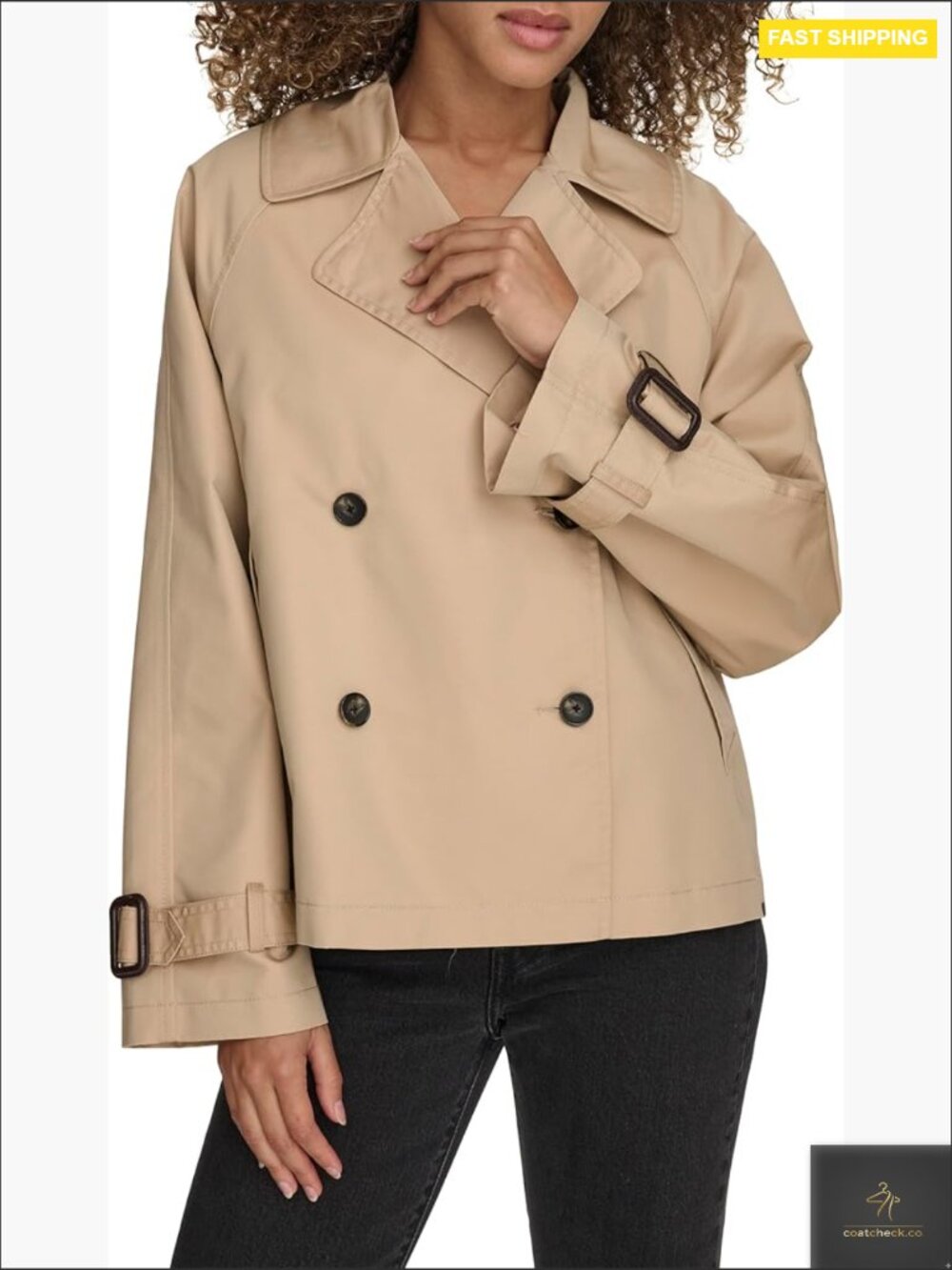 Double Breasted Trench Jacket Cropped Classic Lightweight Casual City Staple
